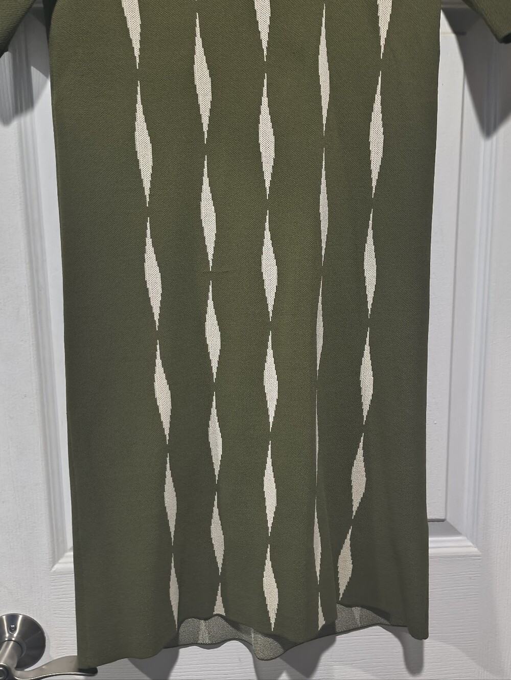 Saunders Collective Green Diamond Jacquard Short Sleeve Sweater Dress - Size M - Picture 8 of 15